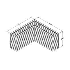 Forest - Linear Corner Planter 1.6M - Alton Garden Centre -Konstsmidee Shop CORNLINPL160 3 Line Drawing 1024x1024 1