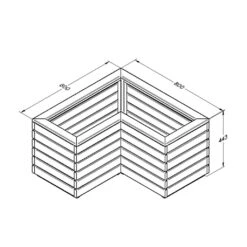 Forest - Linear Corner Planter 0.8M - Alton Garden Centre -Konstsmidee Shop CORNLINPL80 4 Line Drawing 1024x1024 1