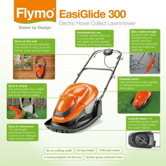 Flymo Easi Glide 300 Electric Hover Collect Mower - Alton Garden Centre 5 Flymo Easi Glide 300 Electric Hover Collect Mower - Alton Garden Centre - Image 3