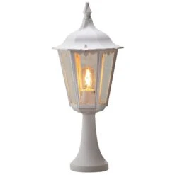 Konstsmide Firenze 7214-250 Post Light - Matt White - Alton Garden Centre